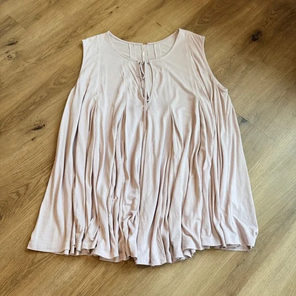 FREE PEOPLE Mauve Pink Pleated Babydoll Sleeveless Tunic Top Womens M - Picture 1 of 6